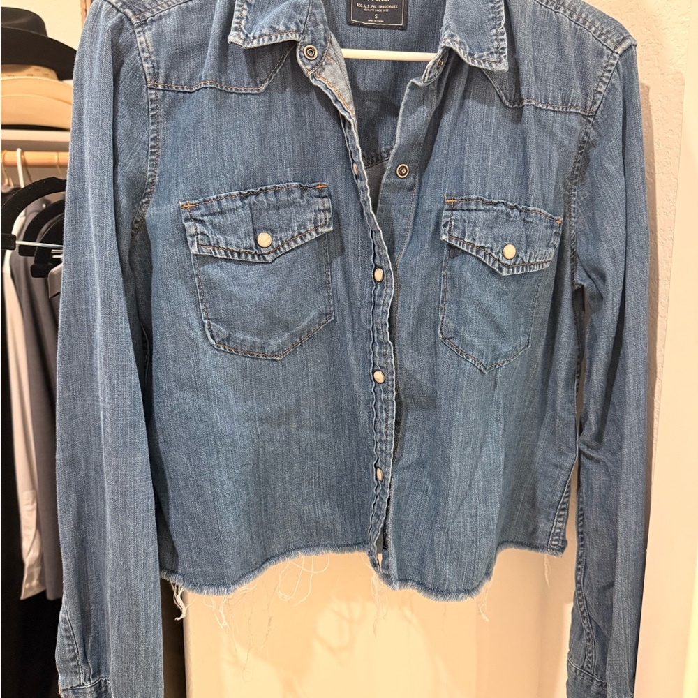 Abercrombie & Fitch Blue Denim Button-Down Shirt